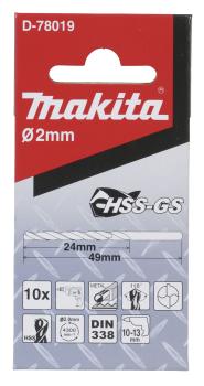 Preview: Bohrer 2mm HSS-GS 10Stk.