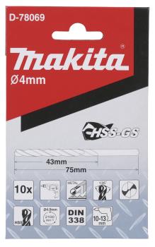 Preview: Bohrer 4mm HSS-GS 10Stk.