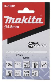 Preview: Bohrer 4,5mm HSS-GS 10Stk.