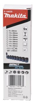Preview: Makita E-16639 IMPACT BLACK Schlagnuss-Set 9-tlg. 3/8"