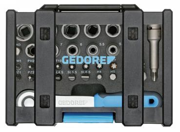 Preview: GEDORE 666-U-20 Bit-Steckschlüsselbox mit Knarre 1/4 35-teilig