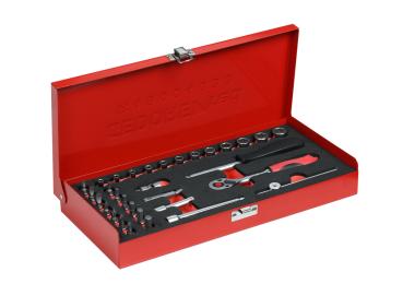 Preview: GEDORE R49004033 Steckschlüssel-Satz 1/4 4-13mm 32-teilig
