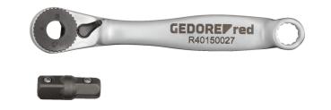 GEDORE R40150027 Bit-Knarre Links/Rechts. 1/4 91 mm RSW6°+Adapter