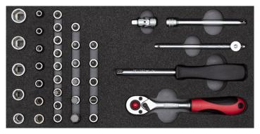 GEDORE R22150006 Steckschlüssel-Satz 1/4 2/6 CT-Modul 37-teilig"