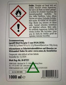 SONAX Hände-Desinfektionsmittel 6er-Pack Flaschen a 1,0 liter