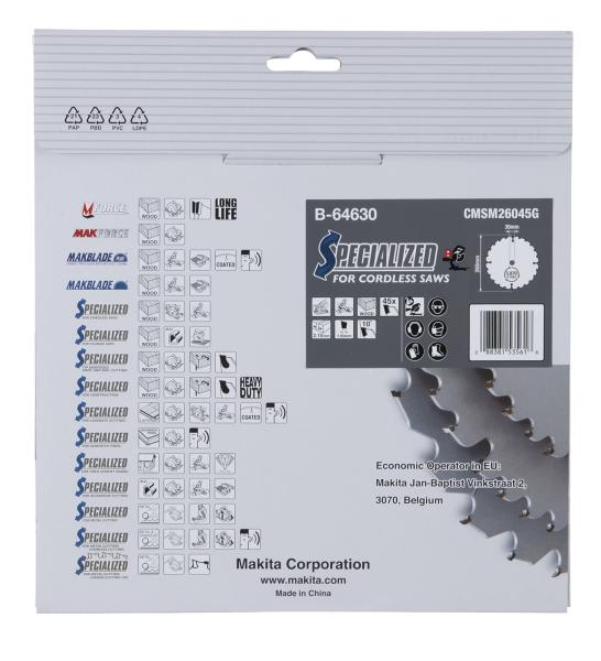 Makita B-64630 Sägeblatt 260x2,15x30, 45Z EFFICUT