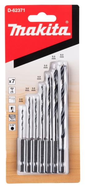 Holzbohrer-Set 1/4" 8-tlg.