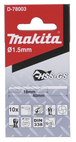 Bohrer 1,5mm HSS-GS 10Stk.