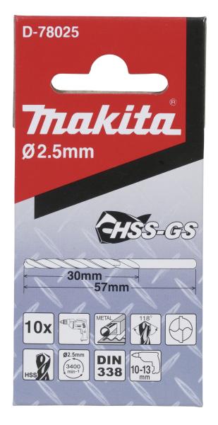 Bohrer 2,5mm HSS-GS 10Stk.