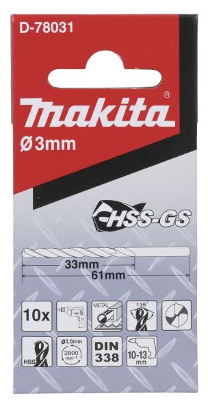 Bohrer 3mm HSS-GS 10Stk.