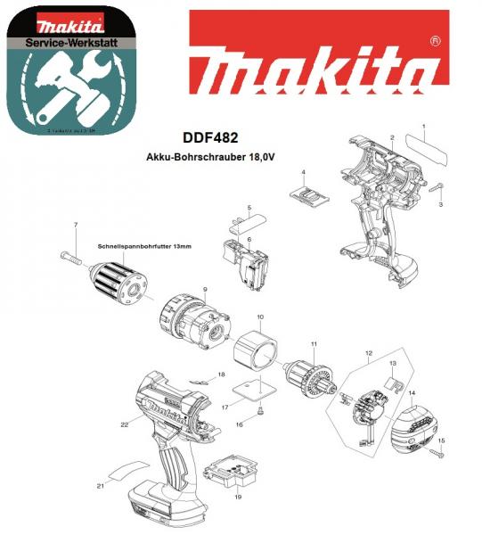 Makita original Makita Ersatzteile für Akku-Schrauber DDF482