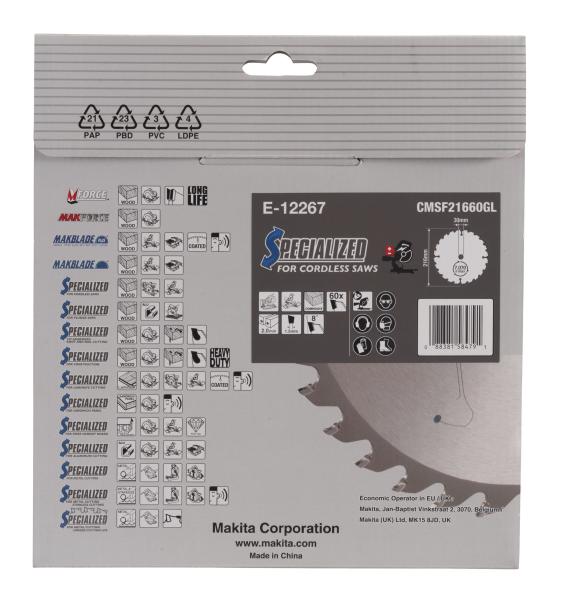 Makita E-12267 Sägeblatt 216x2,0x30, 60Z EFFICUT
