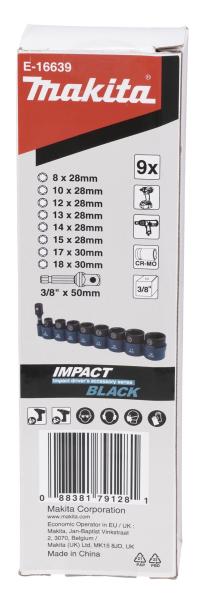 Makita E-16639 IMPACT BLACK Schlagnuss-Set 9-tlg. 3/8"