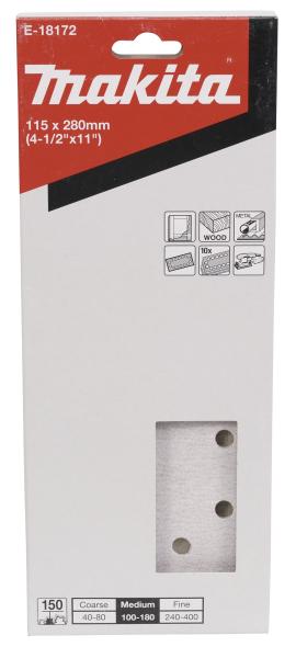 Schleifpapier P150 115x280mm gelocht