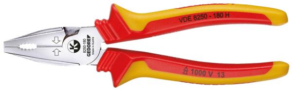 GEDORE SB VDE 8250-180 H VDE-Kraft-Kombinationszange mit Hüllenisolierung 180 mm