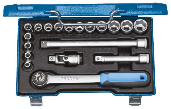 GEDORE 19 JMU-3 Steckschlüssel-Satz 1/2, 19-teilig, 6-kant, 8-24 mm"