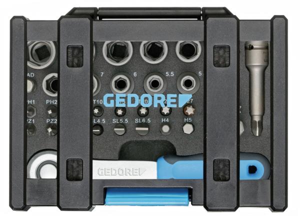 GEDORE 666-U-20 Bit-Steckschlüsselbox mit Knarre 1/4 35-teilig"