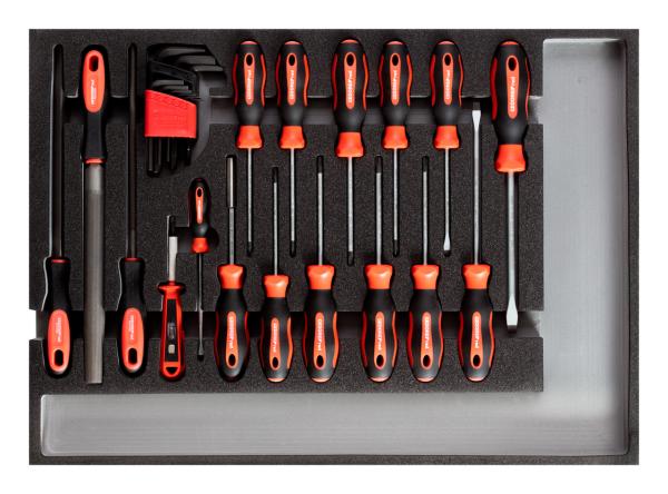 GEDORE R22350002 Werkzeugsatz Schraubendreher + Feilen CT-Modul 26-teilig